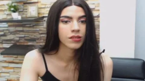 Seductive brunette sheboy Hard upright penis