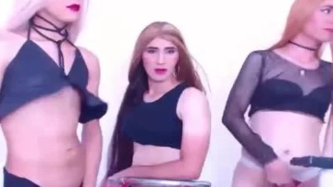 attractive trannies Undressing And Jacking knob