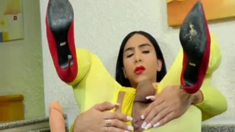 TS Yasmin Dornelles Milks each Drop Out Of Her throbbing Shaft
