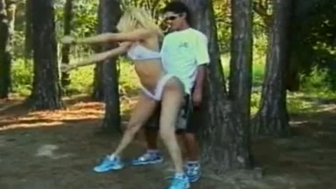 Buff fellow Sucks ladyboy Claudia Hunter's  Hard Pole previous to hammering Her Chocolate Eye In The Shade Of Trees
