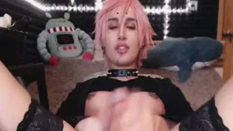 black stockings Femboy Jerks cock