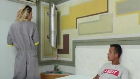 stunning ladyboy Bella Atrix Goes From Fixing His AC To nailing His anal