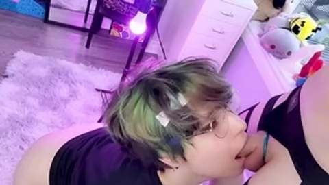 lascivious Femboy Sucks A Flacid Piece Of cock