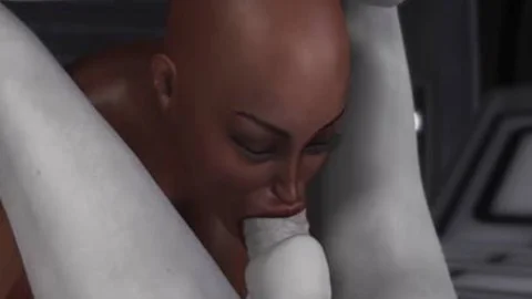 3d Alien Dickgirl bonks A nasty ebon serf In Space Station