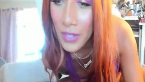 Redhead ebon tranny skank Stroking Her penis