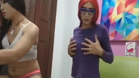 couple ladyboy Jerking dick And Fingering buttholes