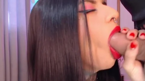 nice-looking ladyboy Deepthroats Her Girlfriend