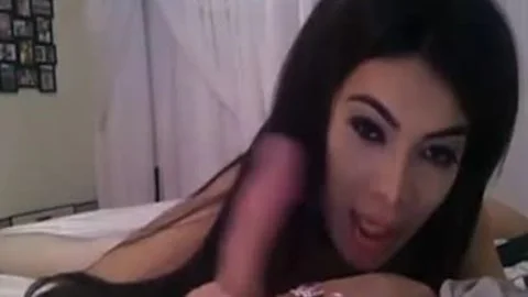 fine asian Trans Sucks penis On web camera