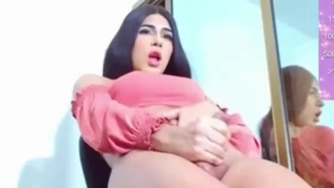 nice-looking latin chick legal age teenager Trans babe Jerks Off Her large cock
