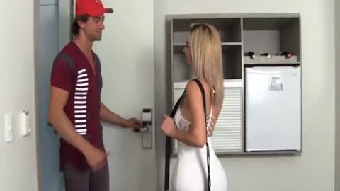 Blond ladyboy Nathalia De Castro Flip Flops With A lewd man